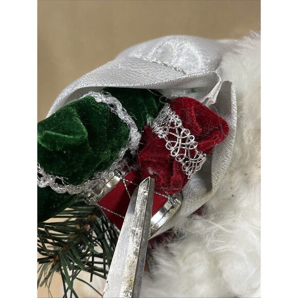 Merry Brite Santa Claus Tartan Plaid Coat Gift Bag Silver Staff 18" Read - Picture 6 of 12